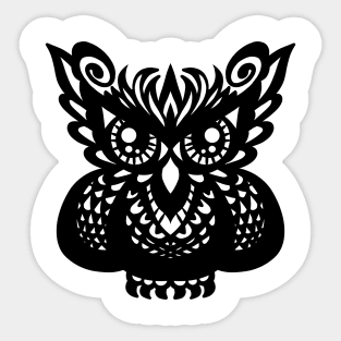 Owl, ornament, drawing, print, original picture, black and white, Gothic Sticker